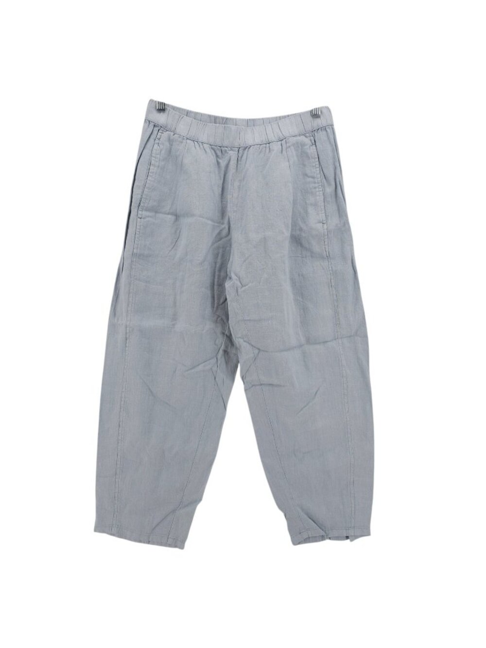 NWOT EILEEN FISHER Cropped Lantern Pant Garment-Dyed Organic Linen GEYSR Gray XS